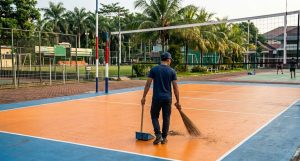 perawatan lapangan voli outdoor