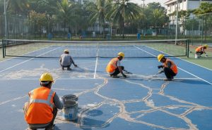 perbaikan lapangan tenis